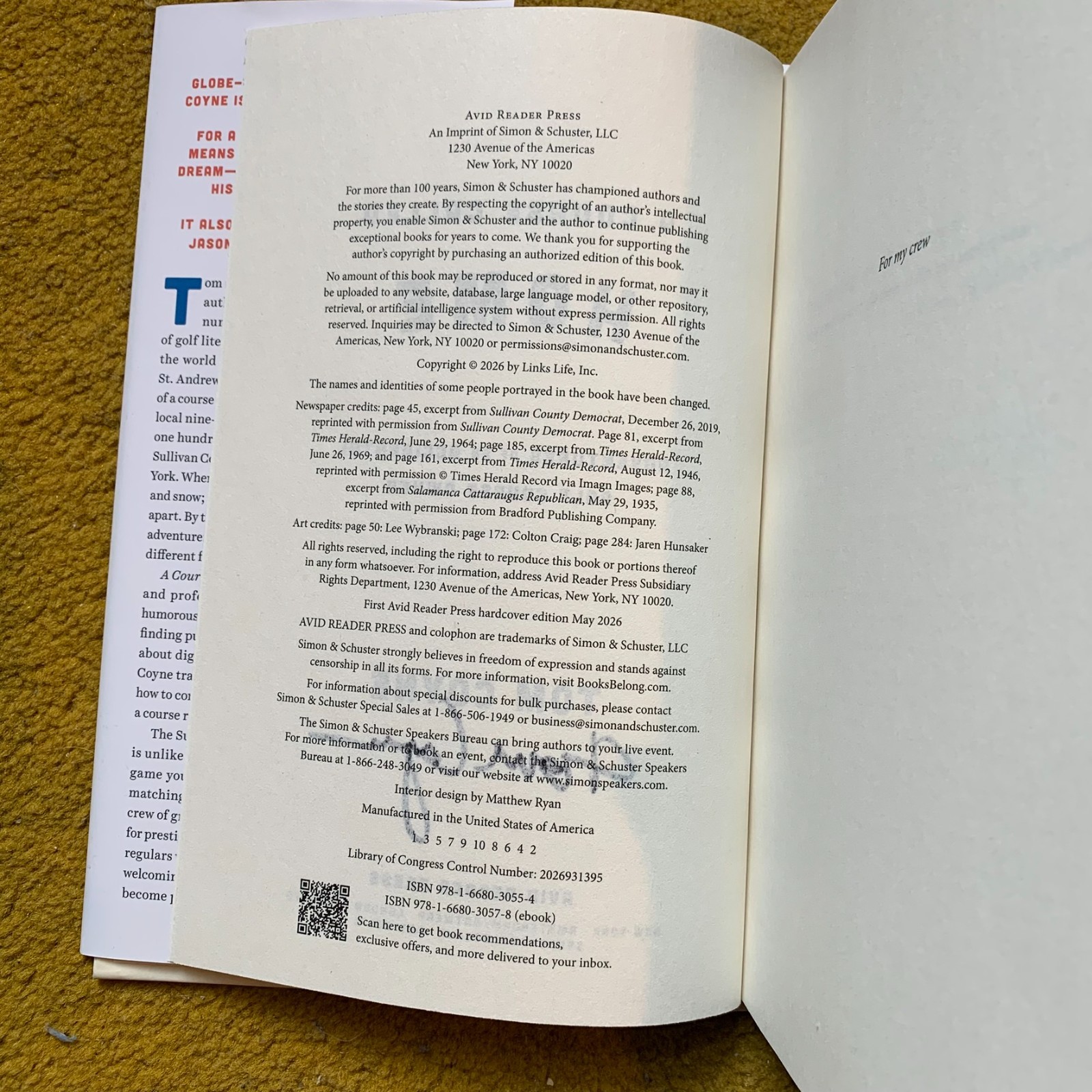 A Course Called Home by Tom Coyne- Signed