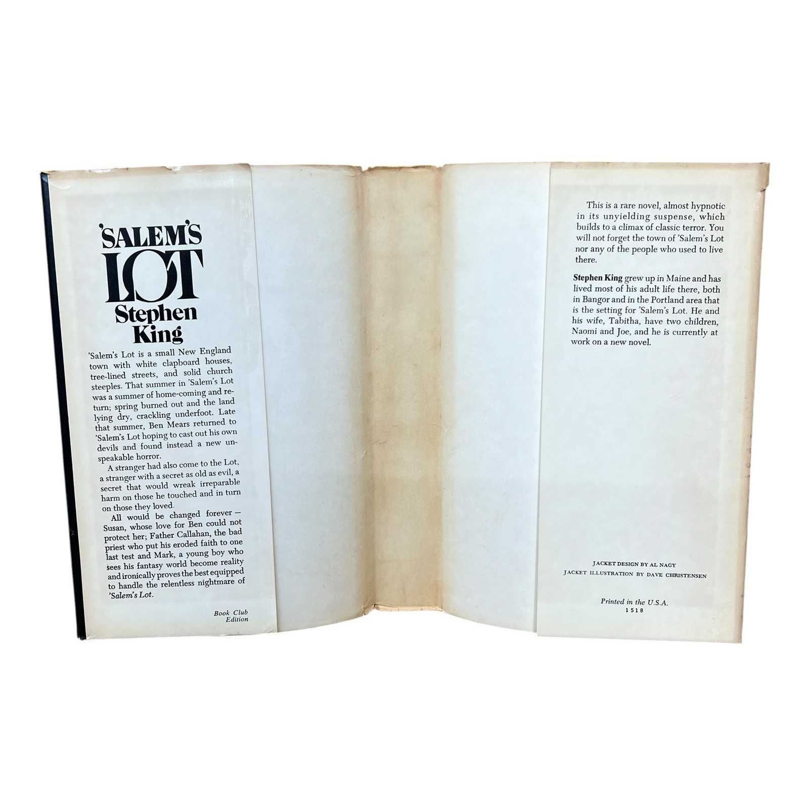 1975 SALEM’S LOT Stephen King Hardcover First Book Club Edition BCE 1st Edition