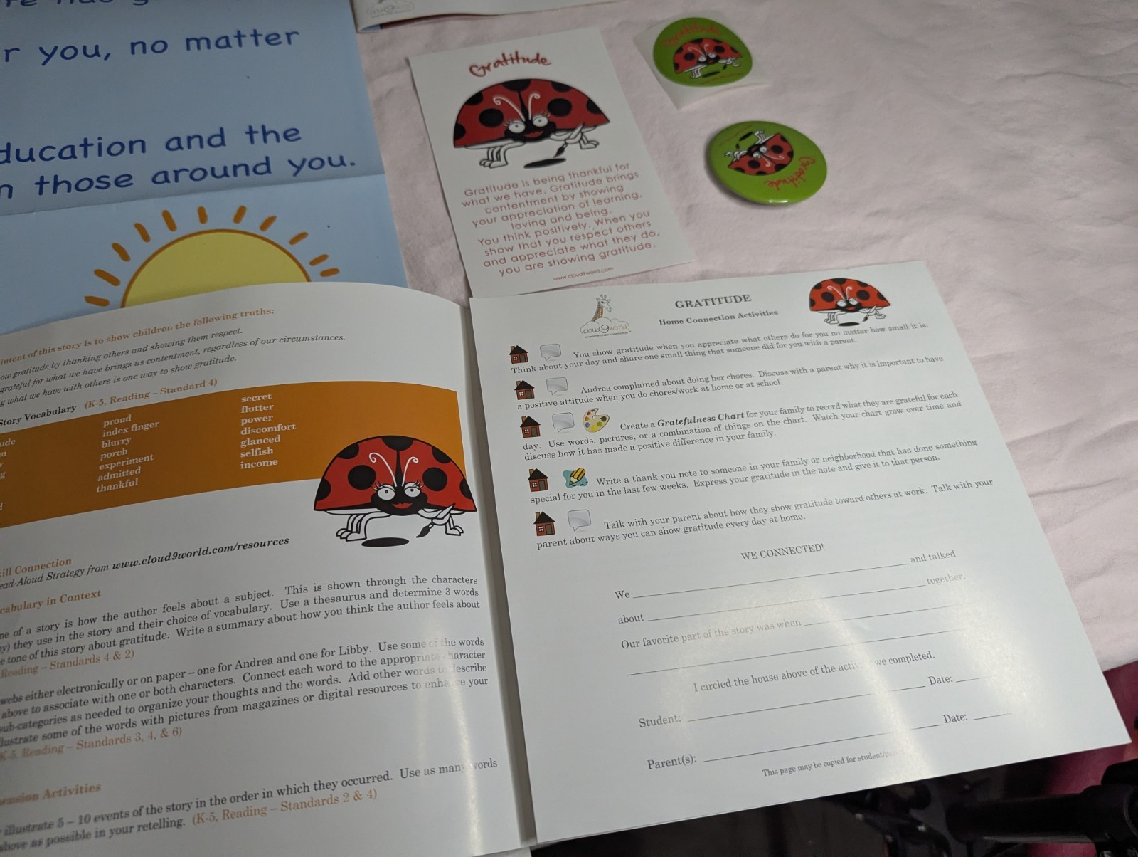 Home School Teachers Cloud 9 world character book GRATITUDE 2nd-5th poster kit