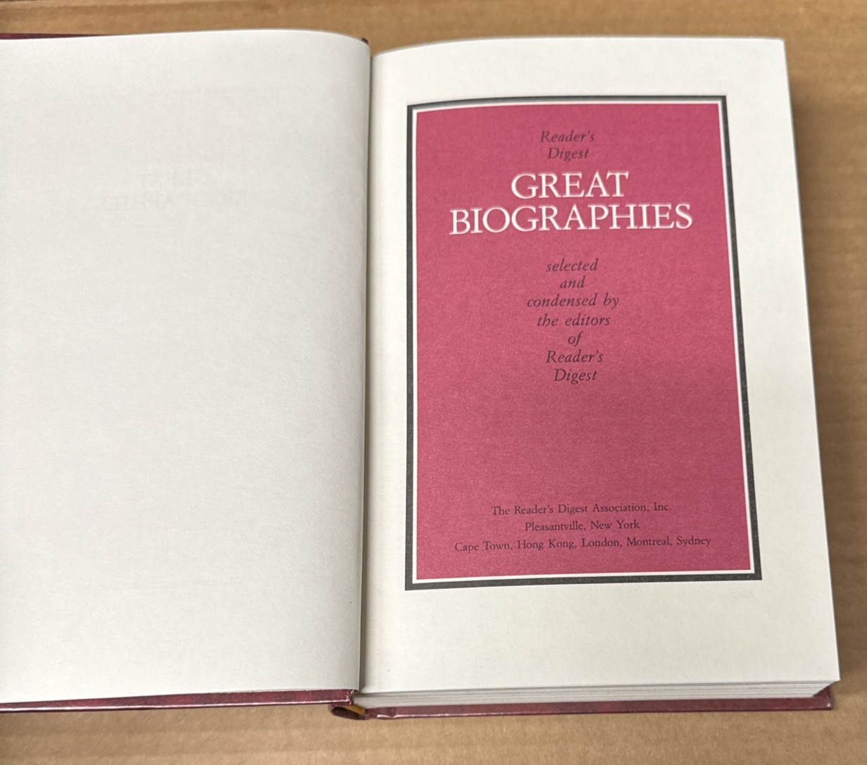 Reader’s Digest Great Biographies by Reader’s Digest Editors (1987, HC, GOOD)