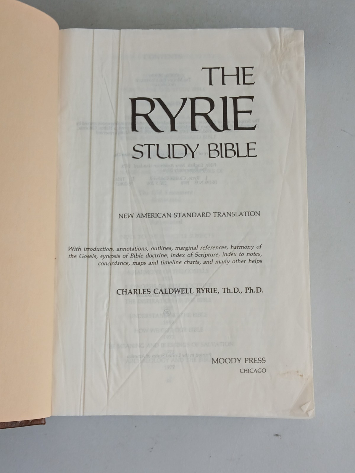 THE RYRIE STUDY BIBLE New American Standard Version 1978 Moody Press Used