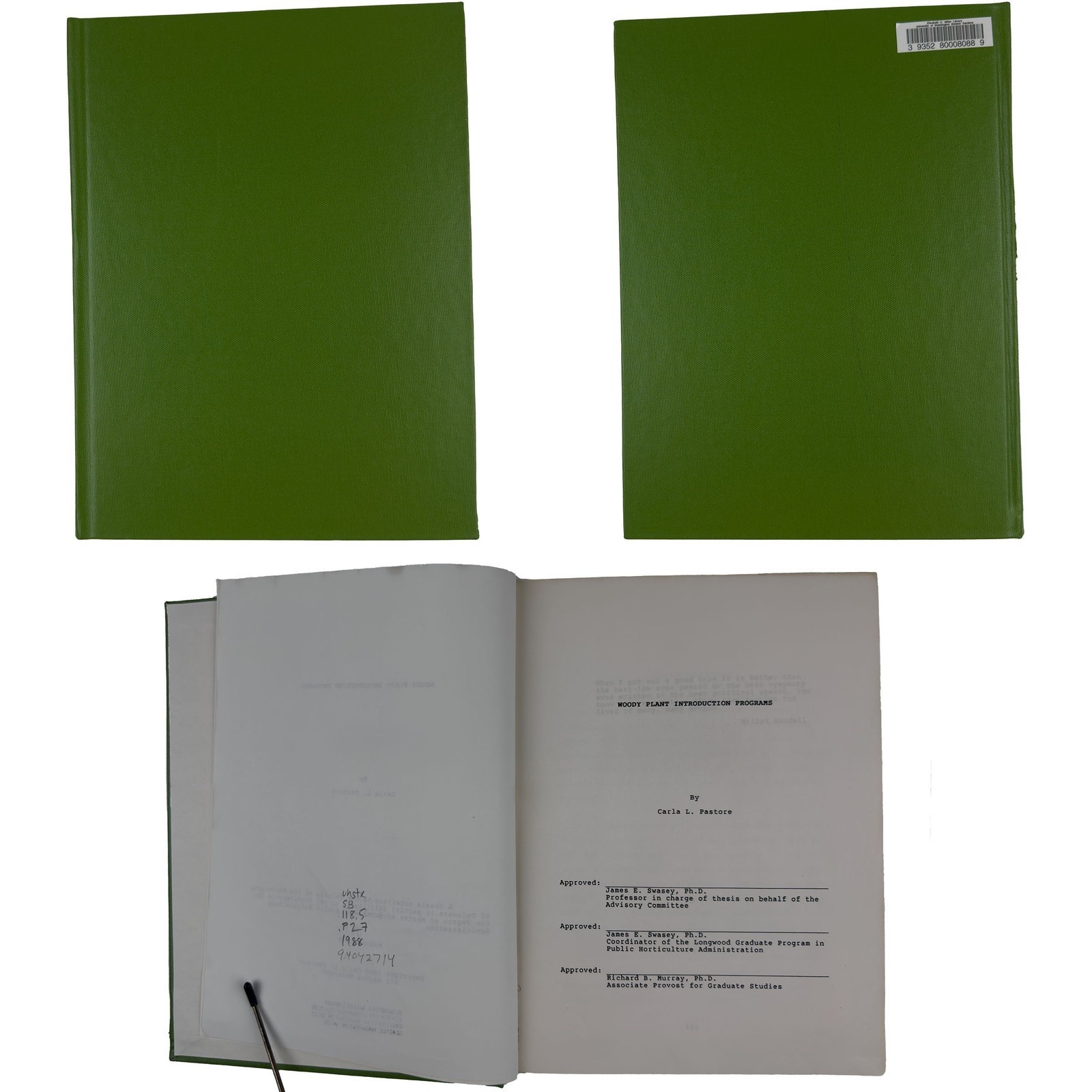 Woody Plant Introduction Programs (1988) Carla L. Pastore Hardcover Thesis
