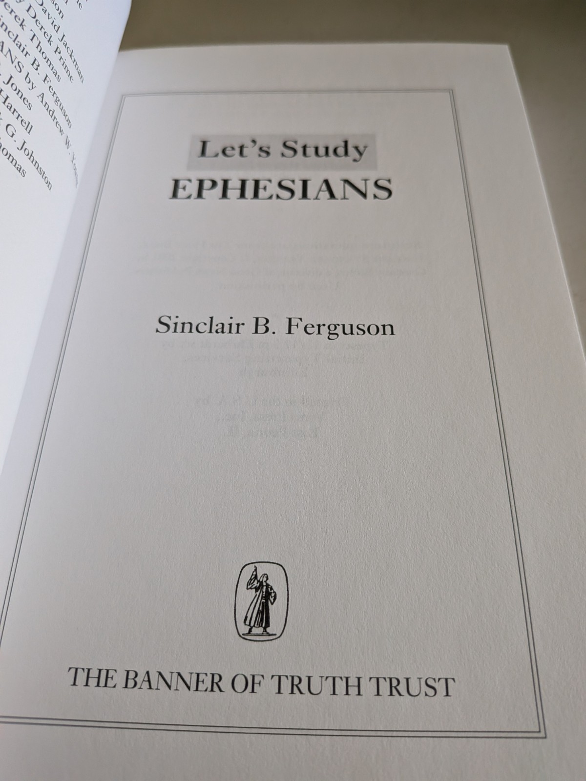 Let’s Study Ephesians, Sinclair Ferguson, PB, Banner of Truth, Like New