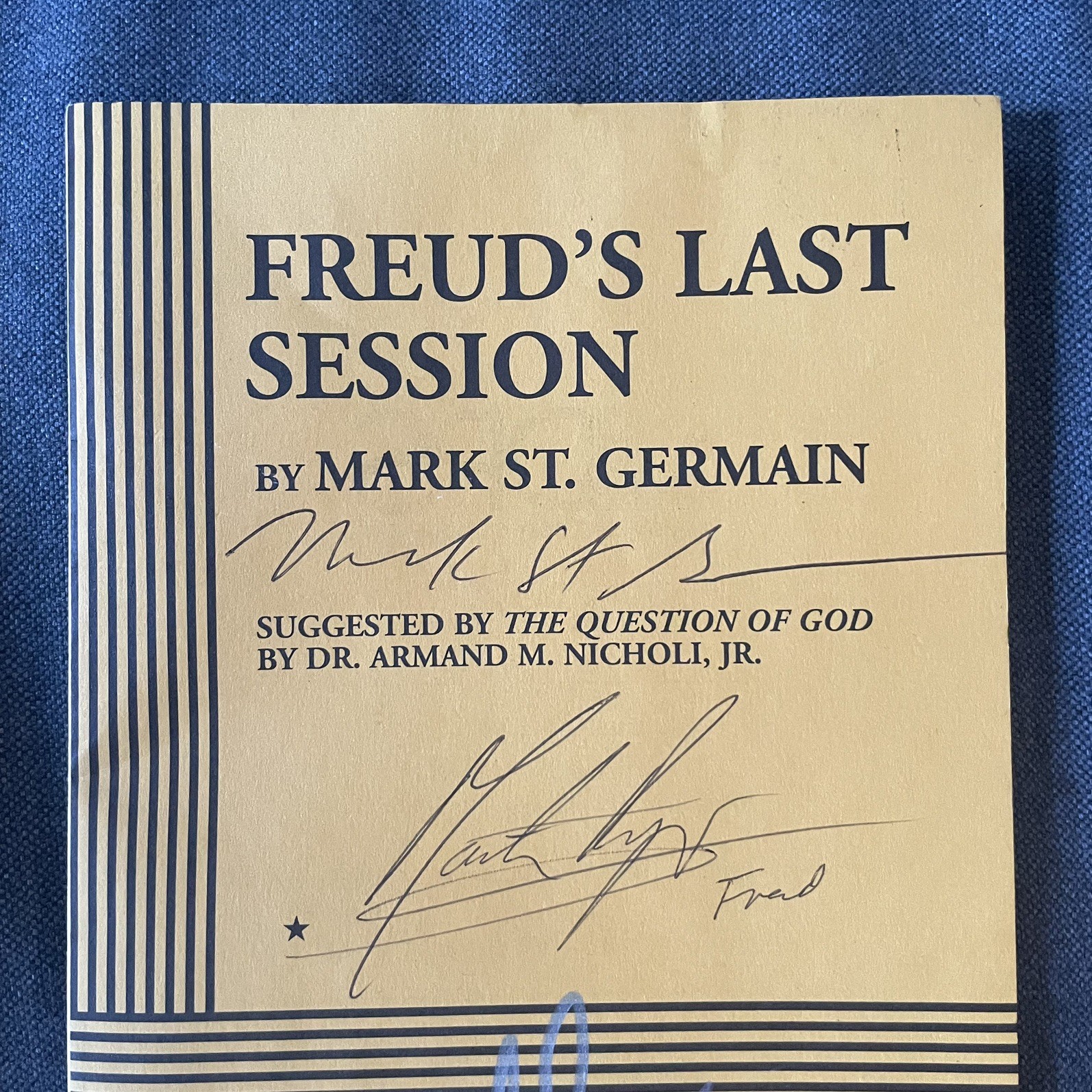 FREUD’S LAST SESSION – ACTING EDITION By Mark St. Germain *SIGNED + AUTOGRAPHED*