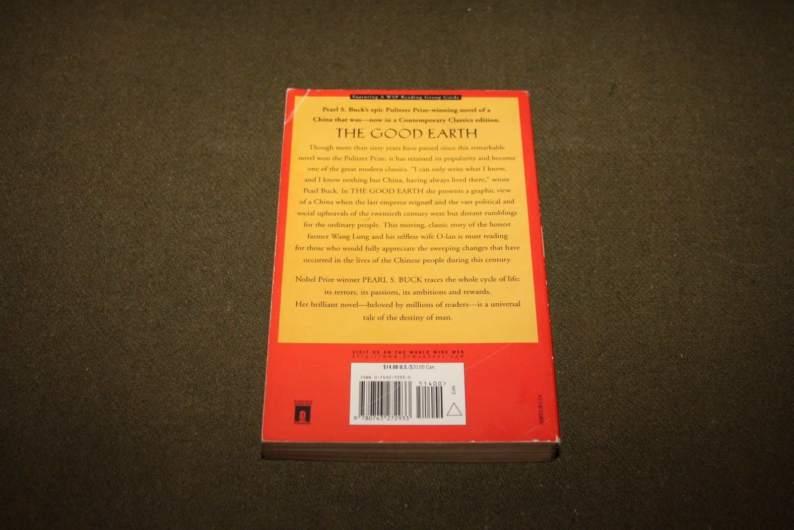 The Good Earth by Pearl S. Buck 2004 TPB 1st Print Washington Square Press