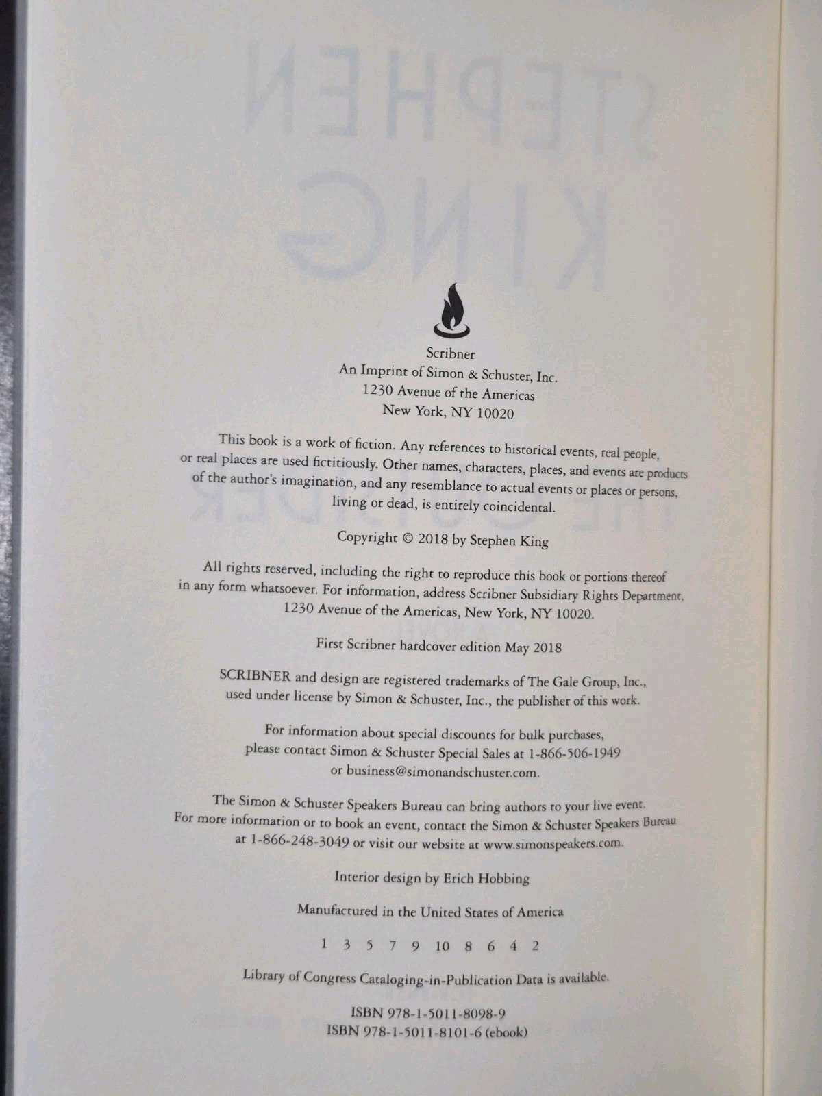 ​Stephen King The Outsider 2018 1st Ed 1st Print Scribner Hardcover HCDJ LN