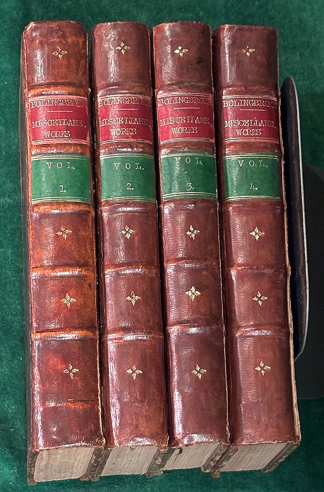 BOLINGBROKE. Miscellaneous Works. 4 vols. 12 mo. Full calf. Edinburgh, 1768