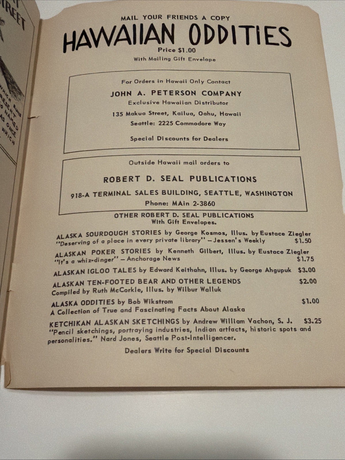 Rare 1959 Booklet, Hawaiian Oddities, by Mike Jay. Illus by Judy Nolan. 82 Pages