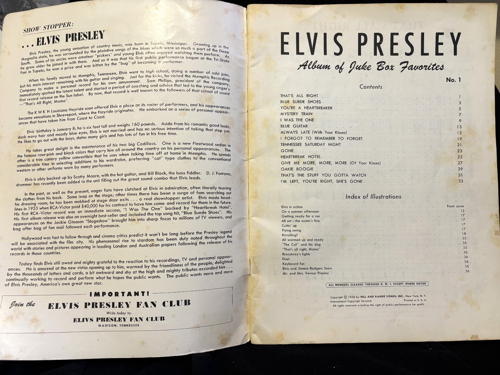 ELVIS PRESLEY JUKE BOX FAVORITES 35-PAGES WITH PHOTOS + SHEET MUSIC 1956
