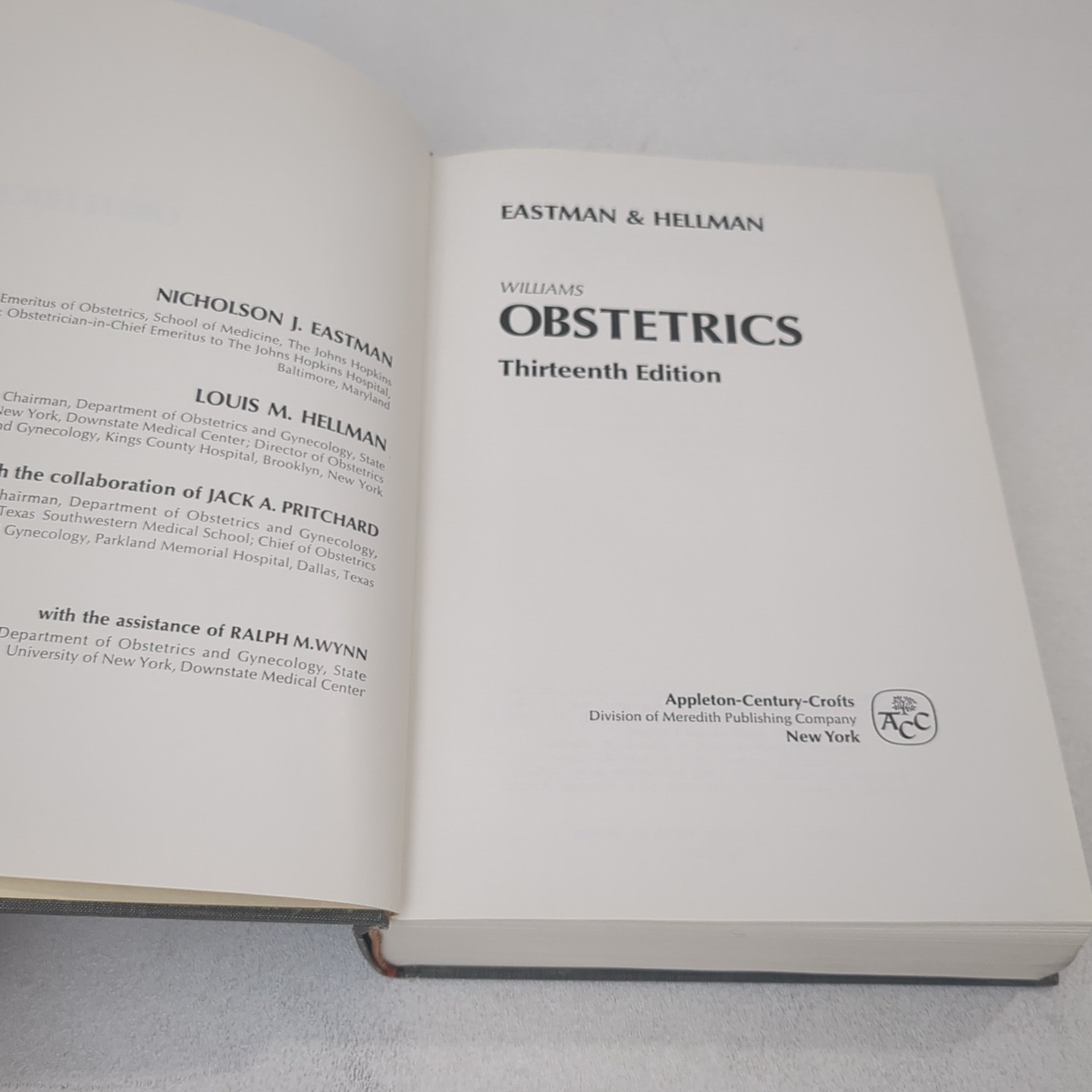 Williams Obstetrics Thirteenth 13th Edition Nicholson Eastman Louis Hellman 1966