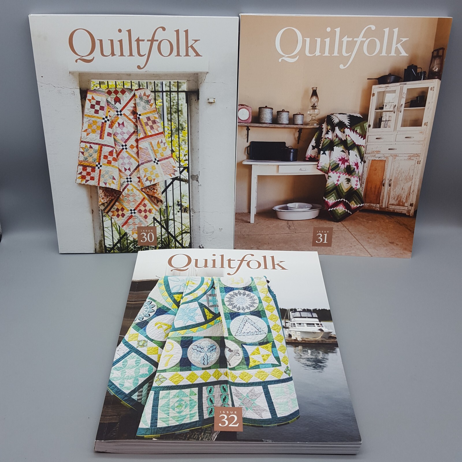 2024 3 out of 4 QUILTFOLK Magazines #30 31 32. Excellent Used, Ad-Free, Quilting