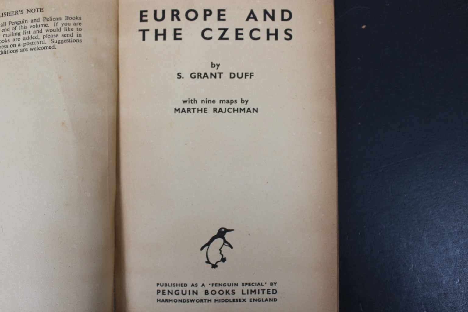 Europe and the Czechs S. Grant Duff 1938 Penguin Special History Maps PB