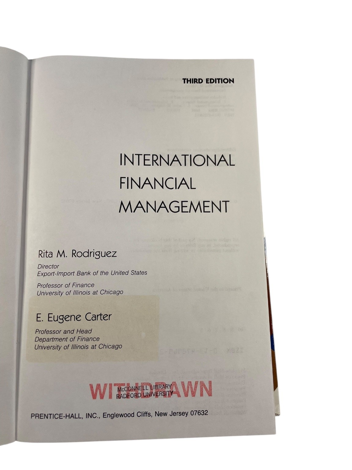 International Financial Management Rodriguez Carter 1984 Third Edition