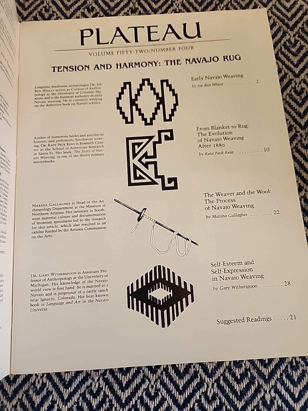 Tension and Harmony: The Navajo Rug Plateau Magazine Vol 52 No 4 Native Weaving