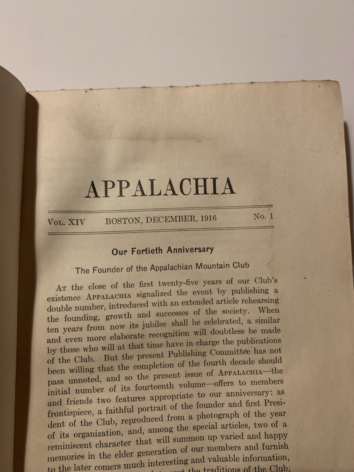 Dec 1916 Appalachian Mountain Club Journal 40th anniv White Mts Purcell range