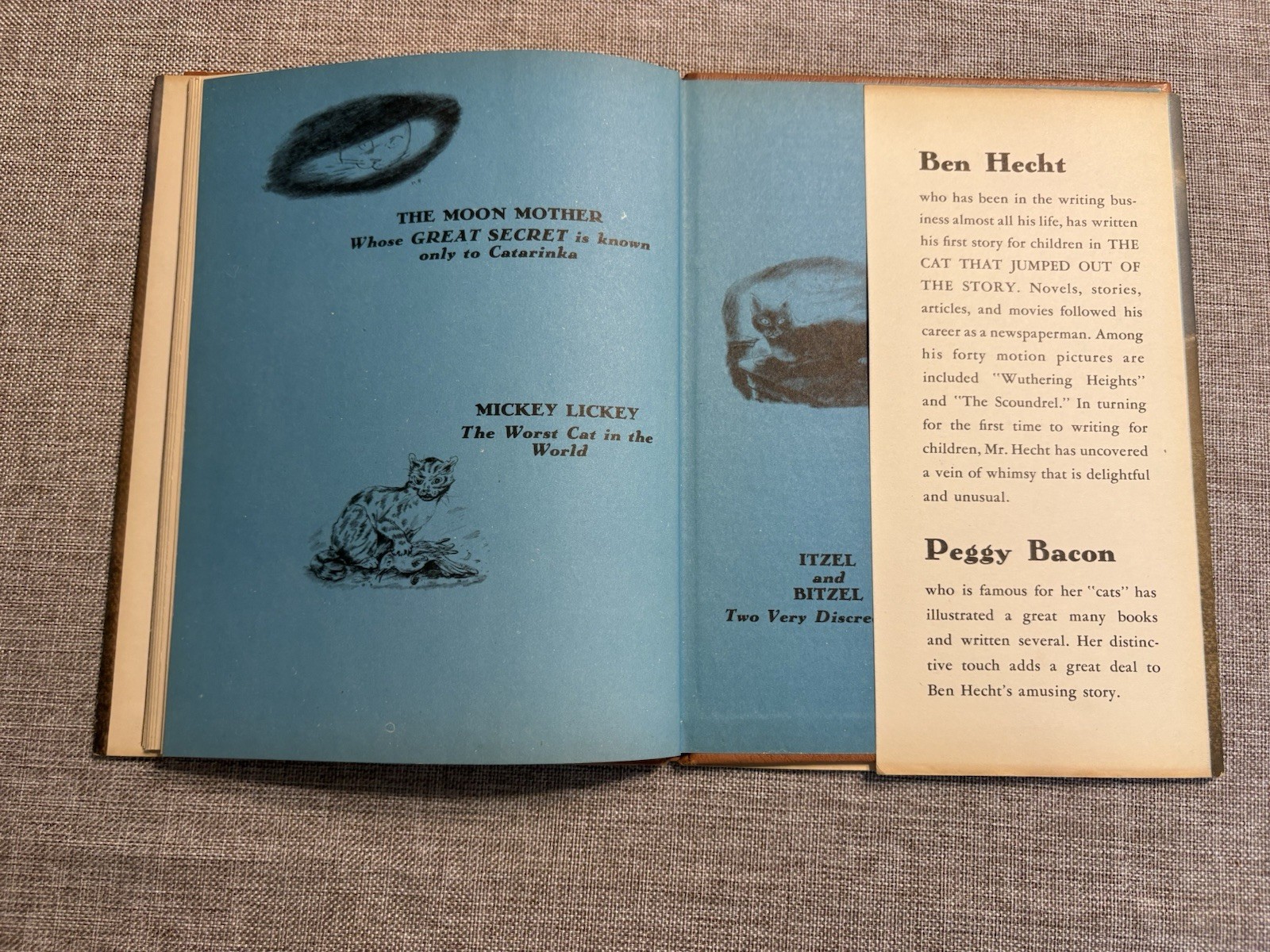 The Cat That Jumped Out of the Story Ben Hecht 1947 HC/DJ Children Book 1st Ed.