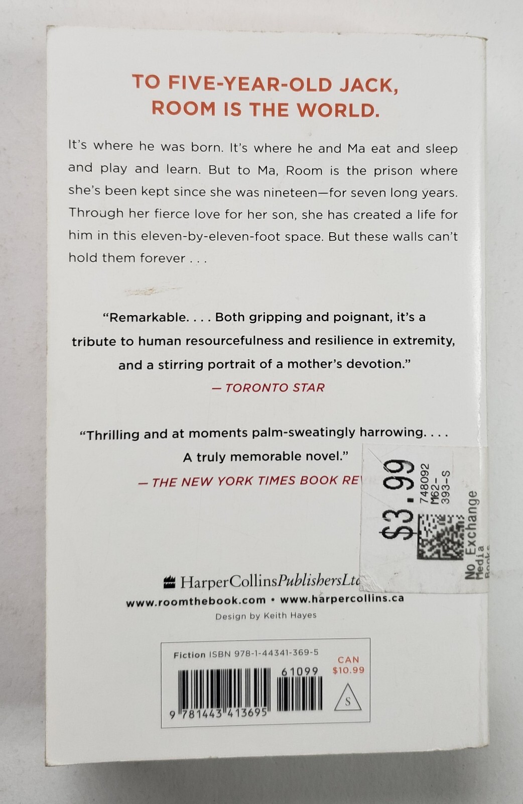 Room by Emma Donoghue 2010 Paperback 415 Pages