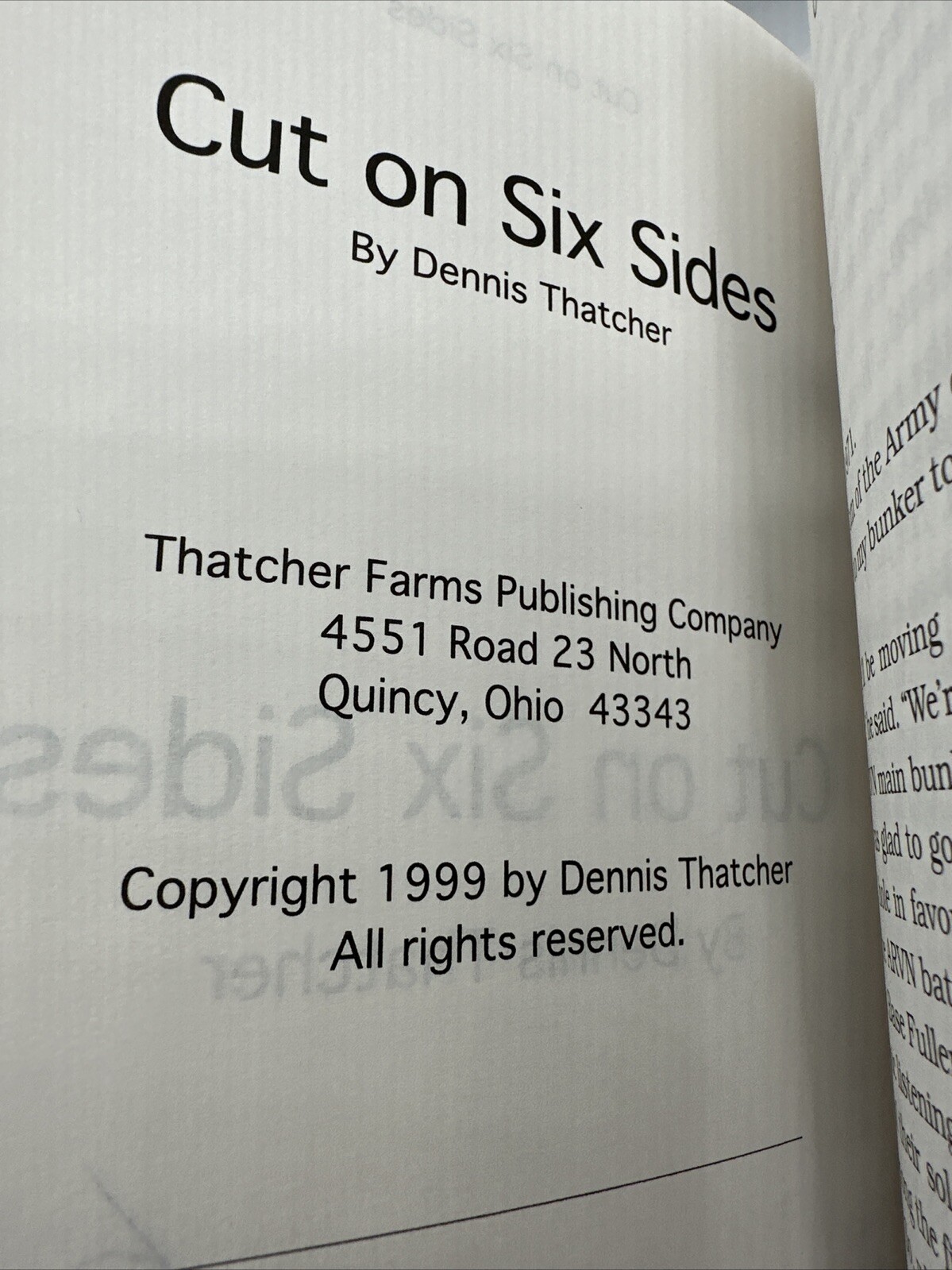 Cut On Six Sides Rare Vietnam Ohio Dennis Thatcher Paperback 1999 192 Pages