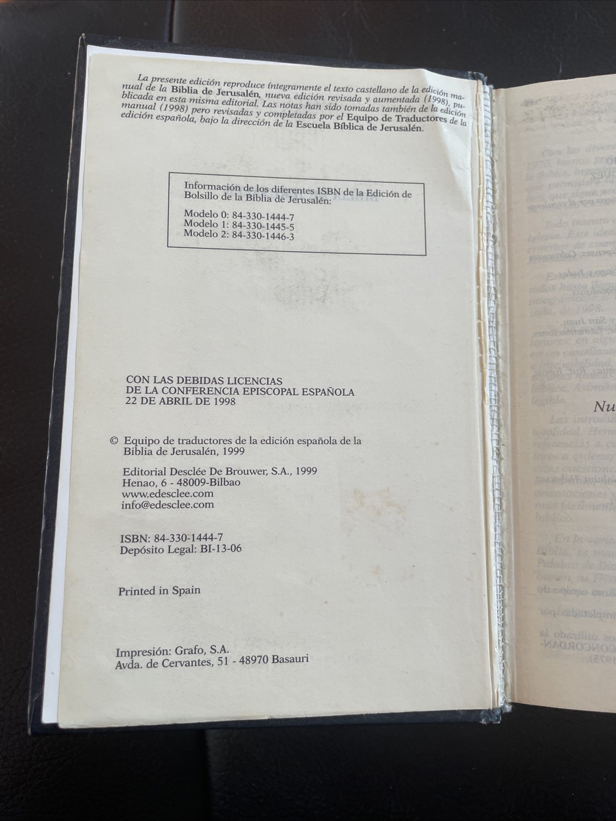 BIBLIA DE JERUSALEN-OS-NUEVA EDICION (SPANISH EDITION) 1999