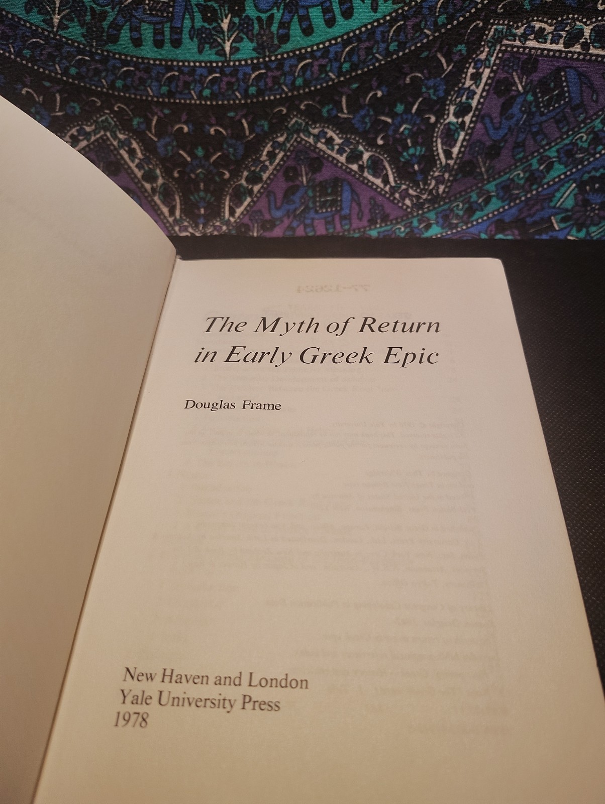 The Myth of Return in Early Greek Epic Douglas Frame Hardcover Yale University