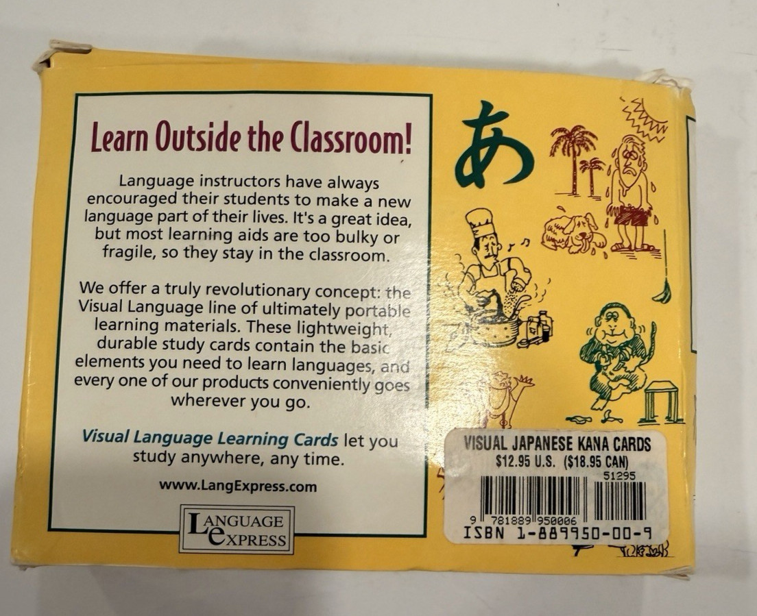 Language Express Visual Language Learning Cards Visual Japanese Kana Cards