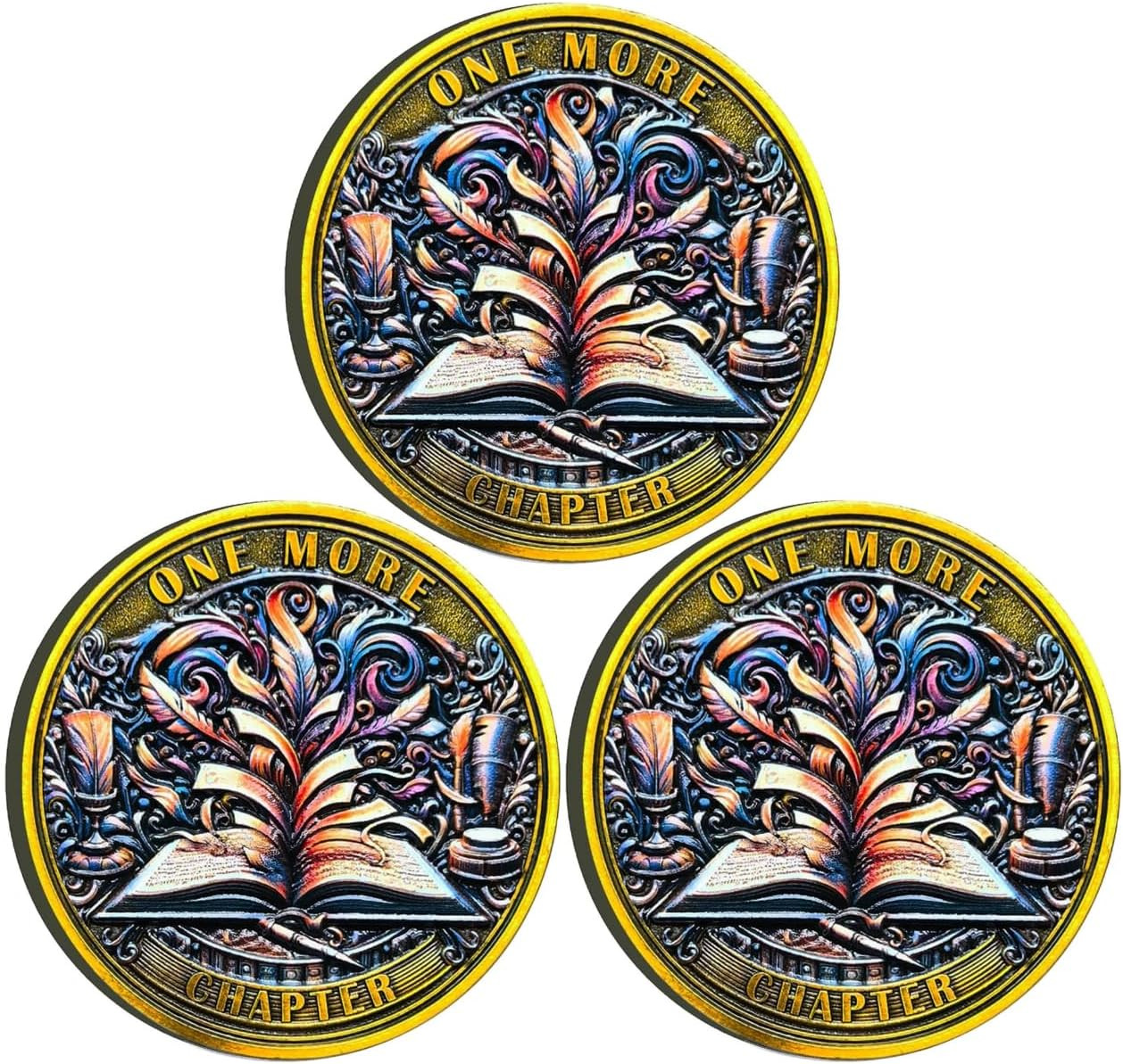One More Chapter and Go to Bed Decision Maker Coin – Perfect for Book Lovers and