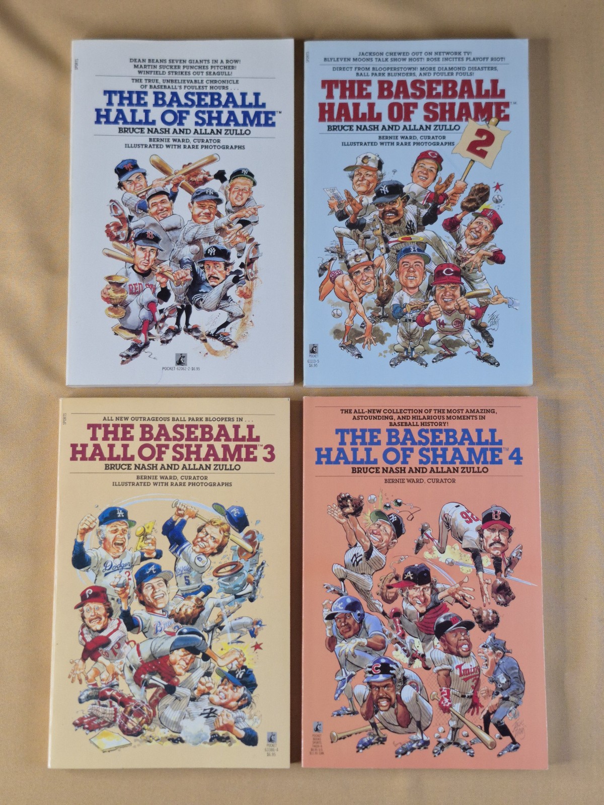 4 Books – NO CREASES – The Baseball Hall of Shame 1, 2, 3, 4 Pocket Books Trade