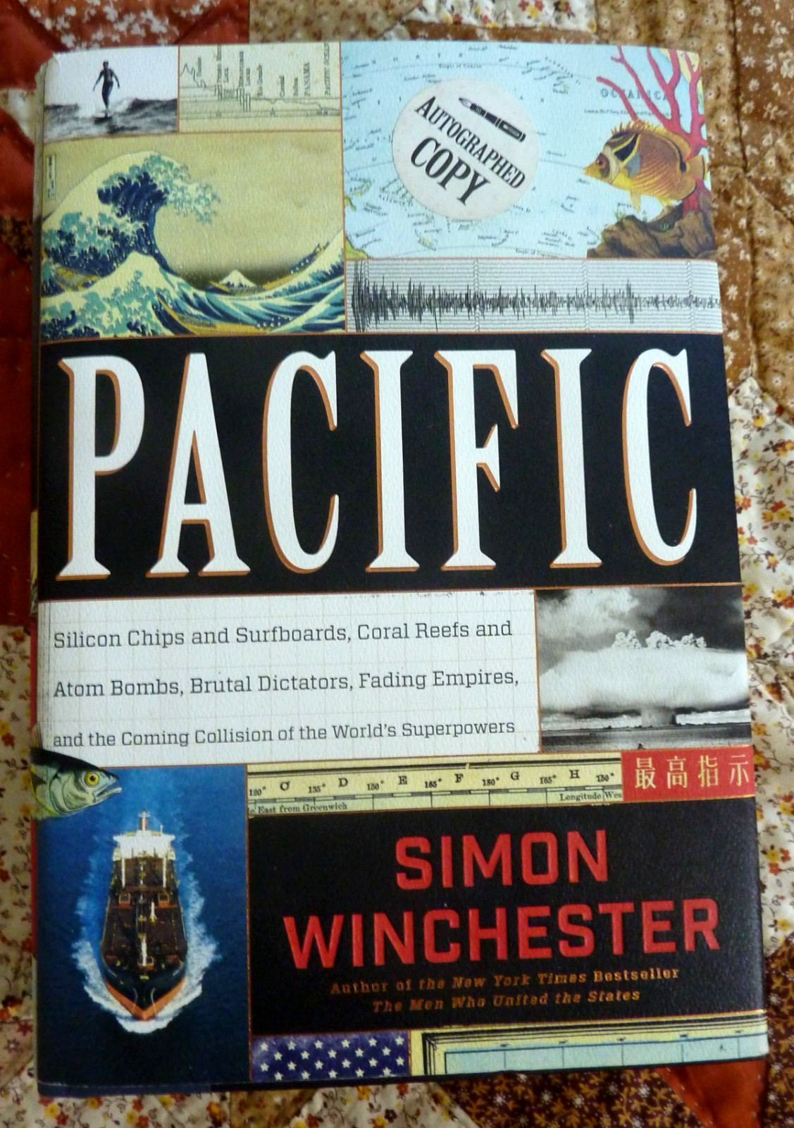 Pacific by Simon Winchester, HarperCollins 2015 1st edition HC Autographed Copy
