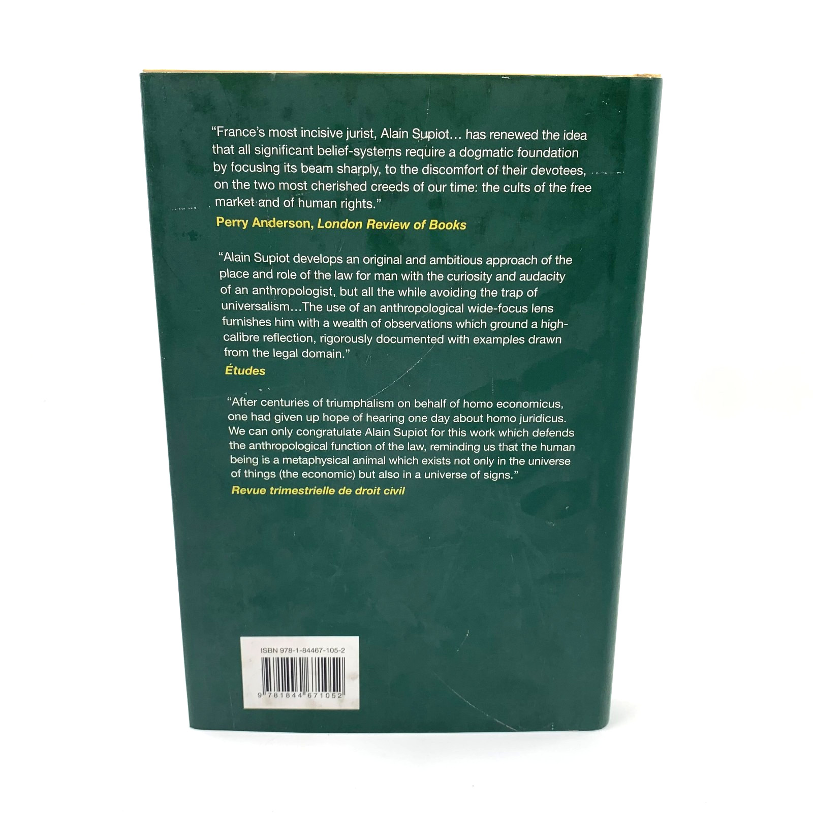 Homo Juridicus – On the Anthropological Function of the Law – by Alain Supiot HC