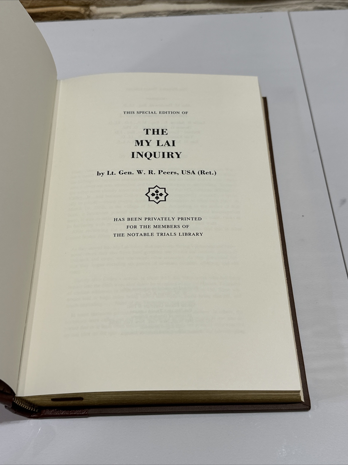 The My Lai Inquiry Lt. Gen. W. R. Peers Notable Trials Gryphon Special Edition