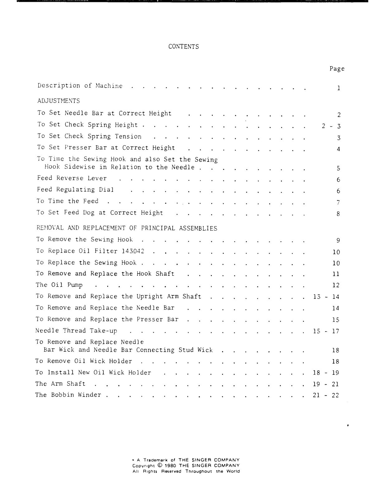 SINGER 191D Sewing Machine Service Manual STEEL BINDER – PROTECTIVE COVERED
