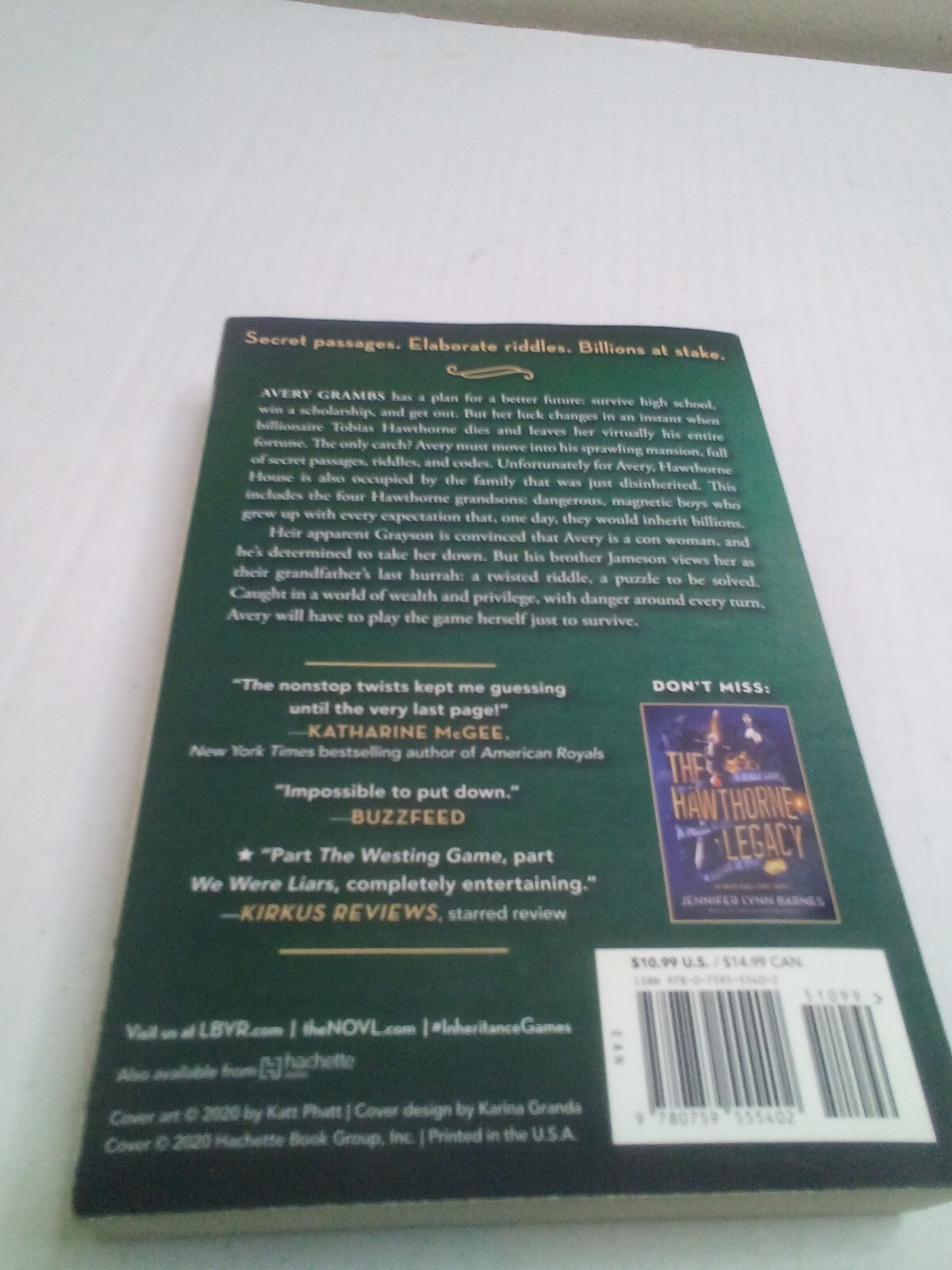 The Inheritance Games Jennifer Lynn Barnes Paperback Book