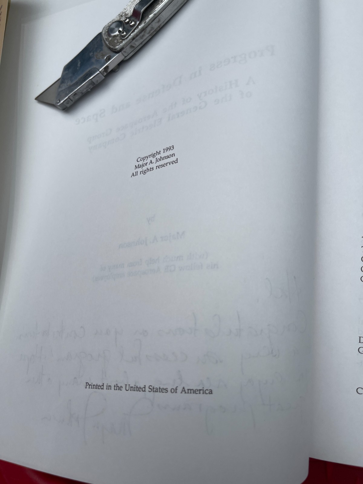 Progress in Defense & Space History Aerospace Group of the General Electric Book