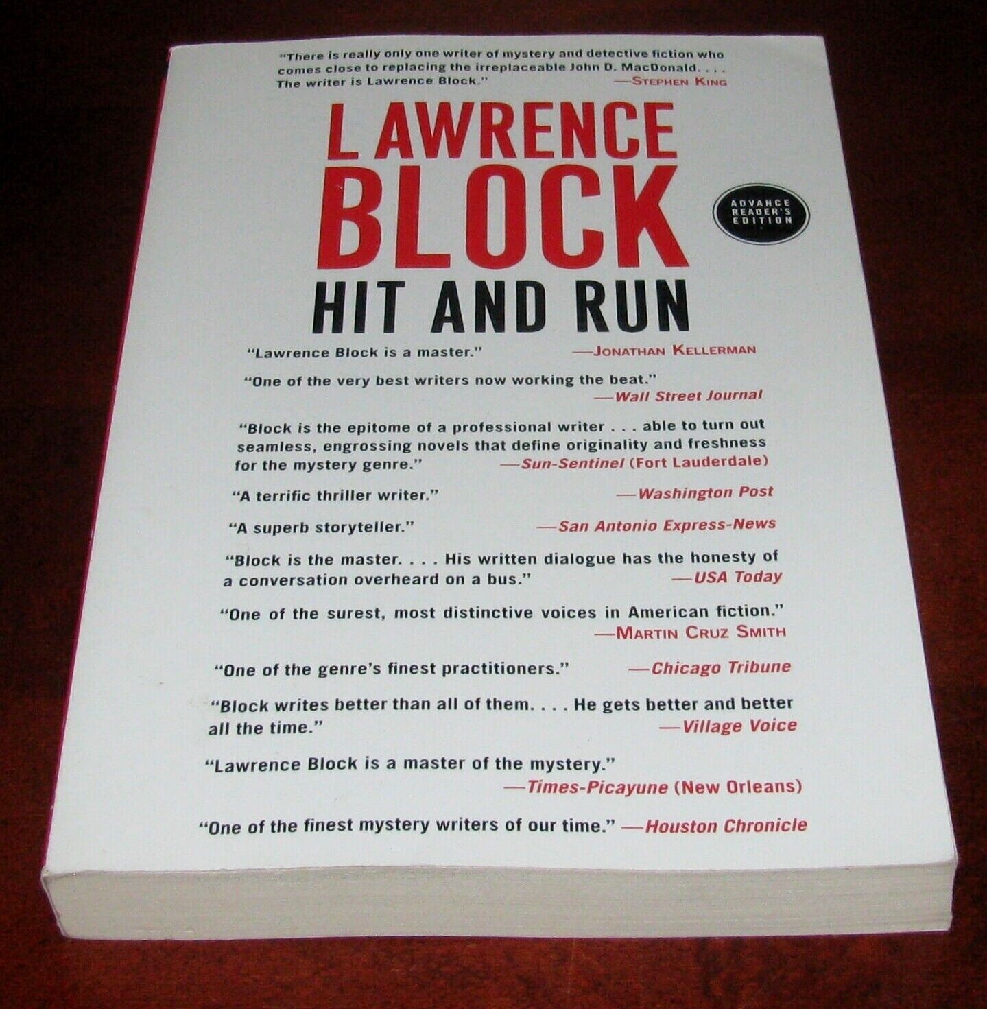Hit and Run Lawrence Block ARC Advance Reader Copy Thriller William Morrow