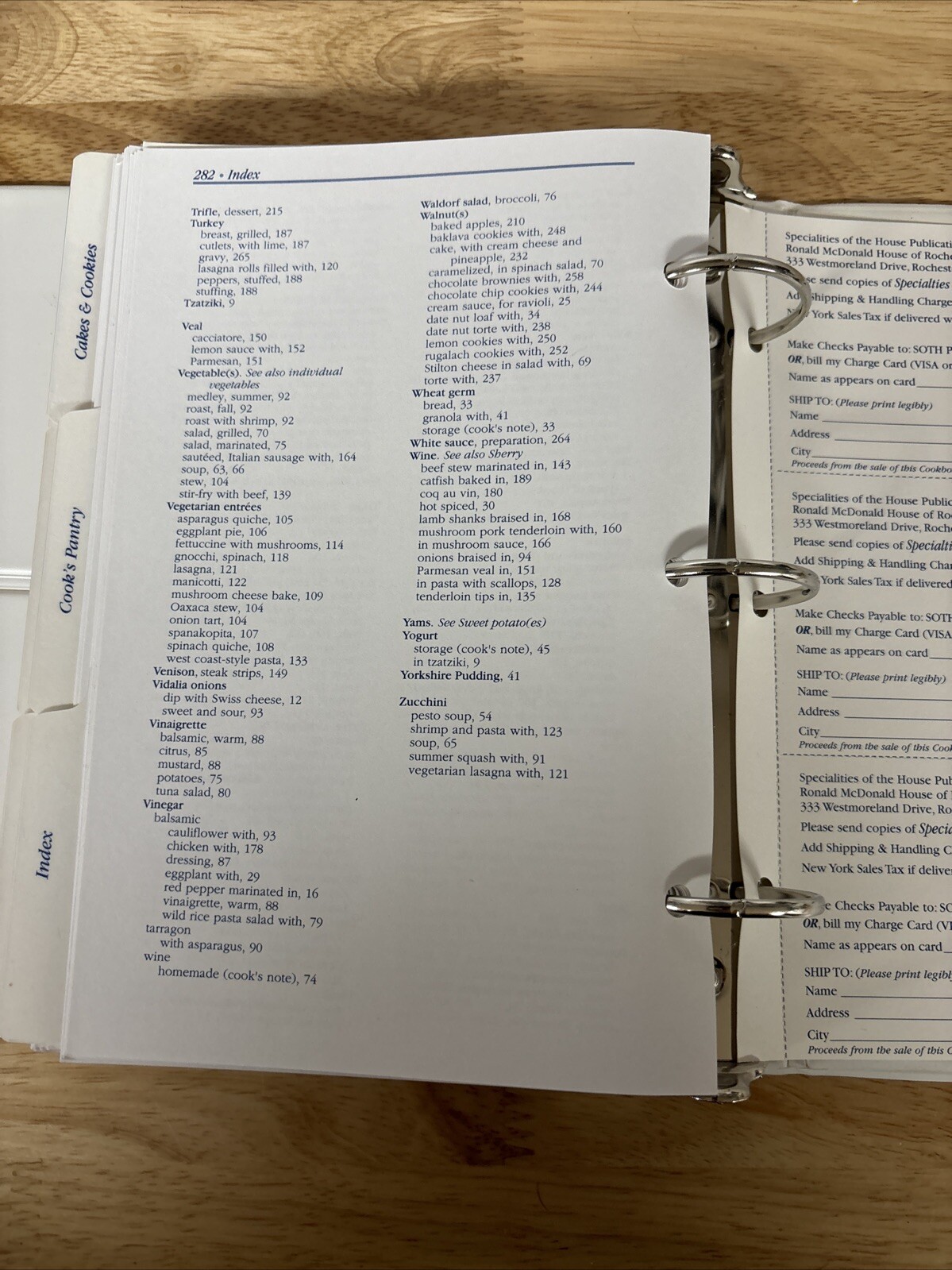 Ronald McDonald House Commemorative Cookbook, Rochester New York 1995, 282 pages