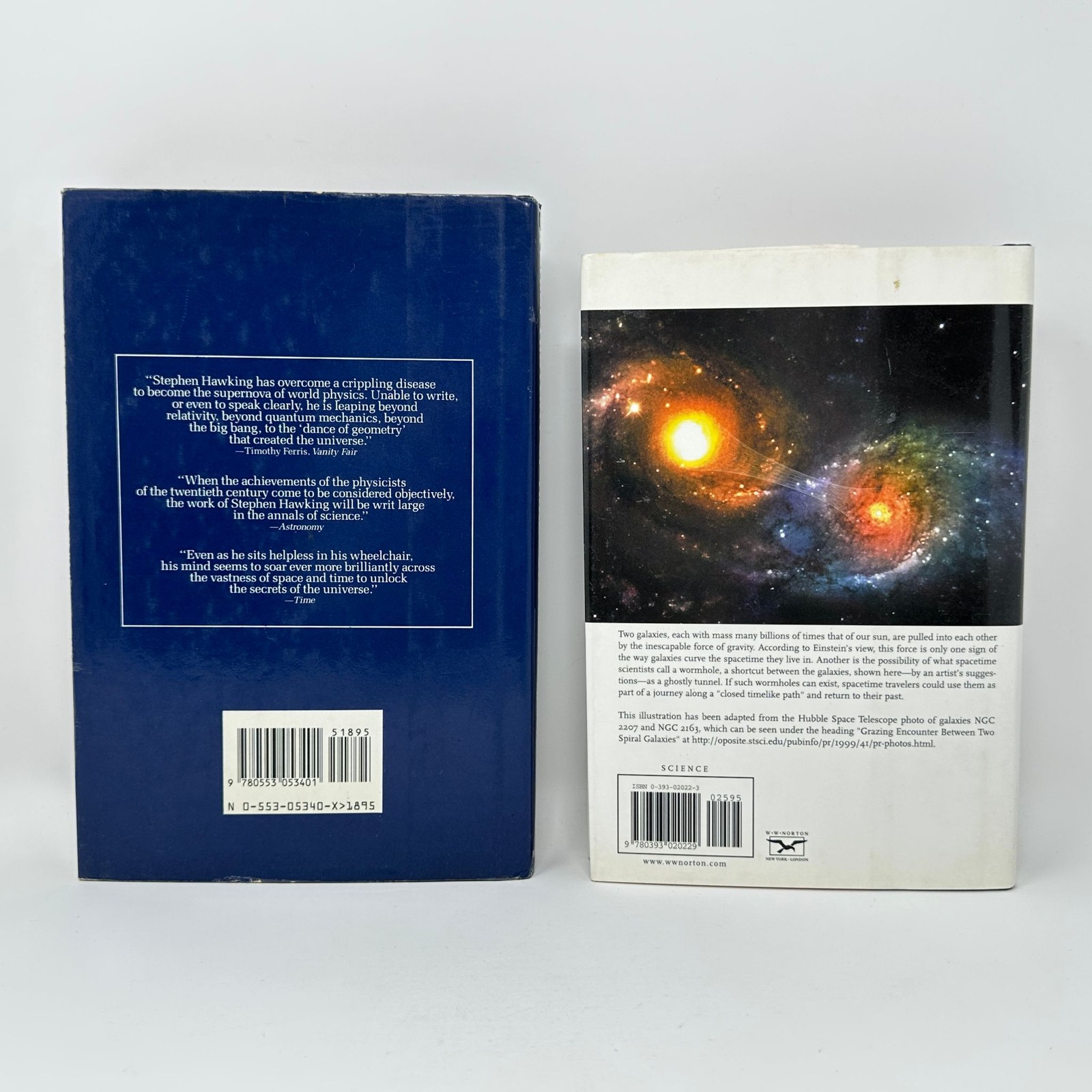 Stephen Hawking HC Book Lot A Brief History of Time & Future of Spacetime 1st Ed