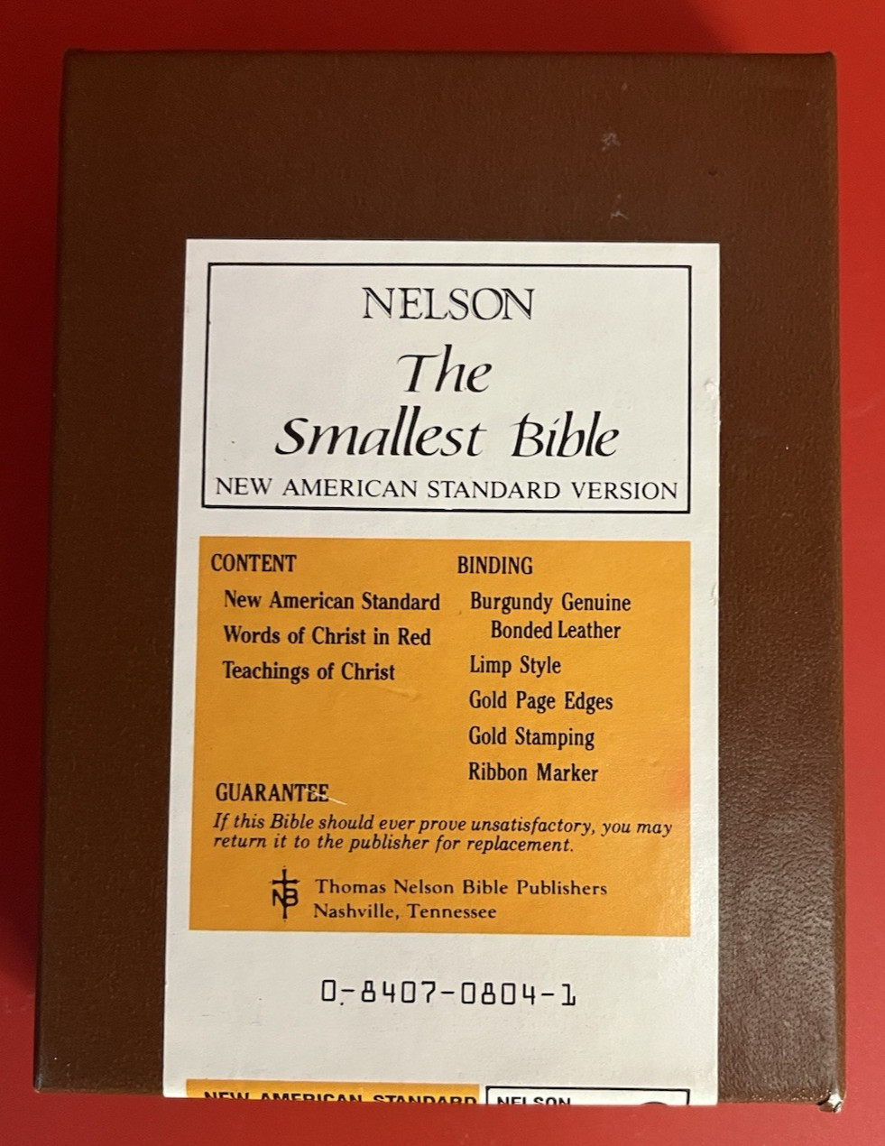 Nelson~The Smallest Bible~NASV~Burgundy Bonded Leather~Compact~Brand New