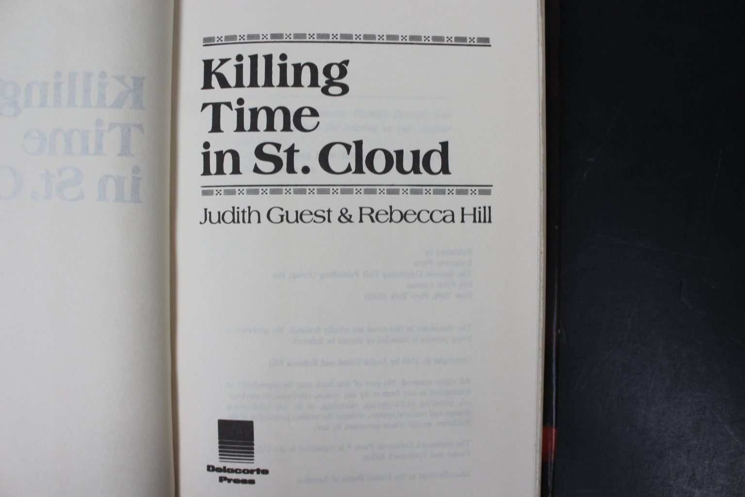 Killing Time in St. Cloud Judith Guest Rebecca Hill 1988 Delacorte Press HCDJ VG