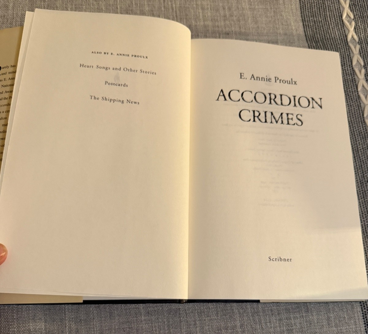Accordion Crimes by E. Annie Proulx HC DJ 1996 Scribner 1st Printing Book