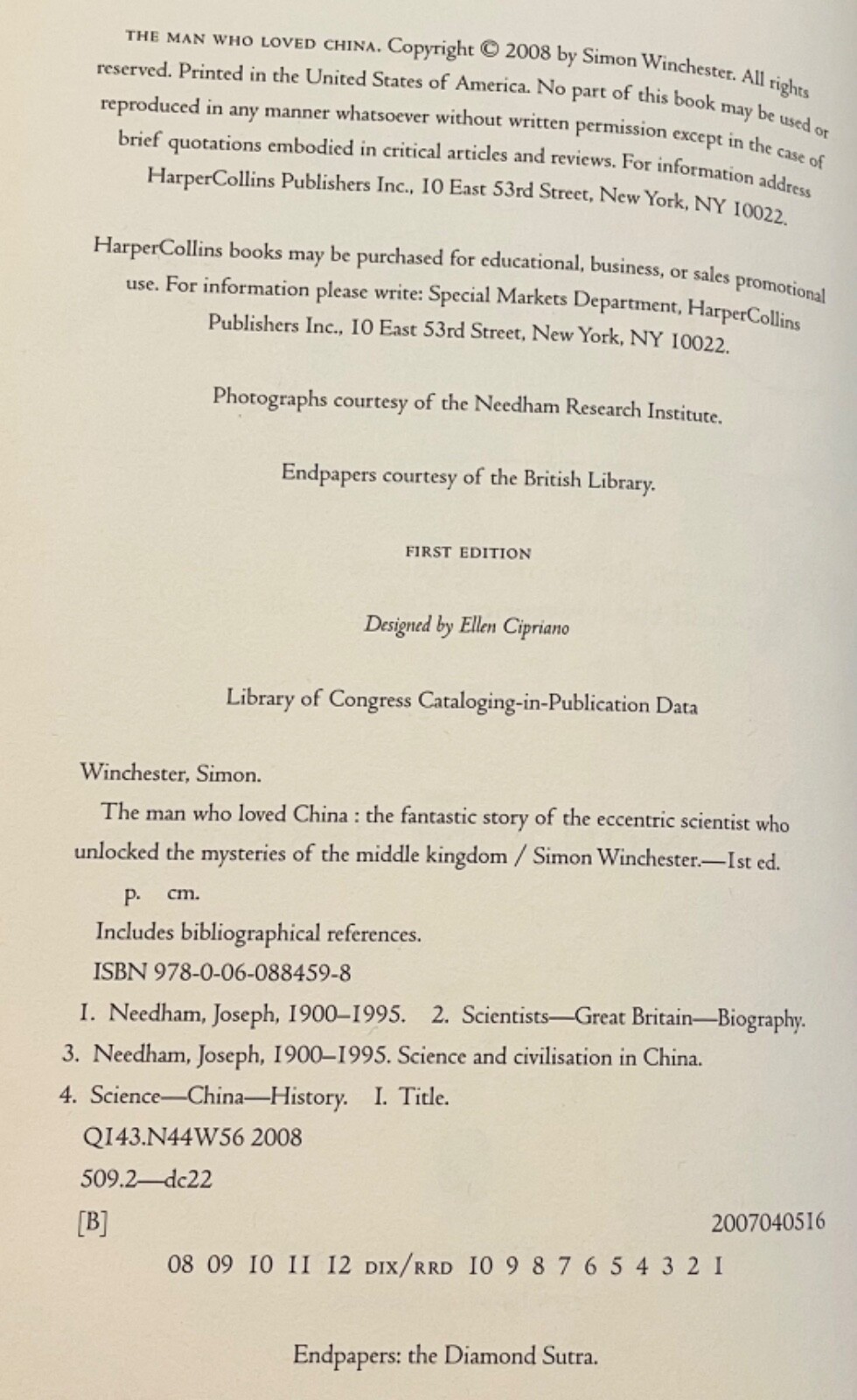 The Man Who Loved China – Simon Winchester – First Edition Near Fine