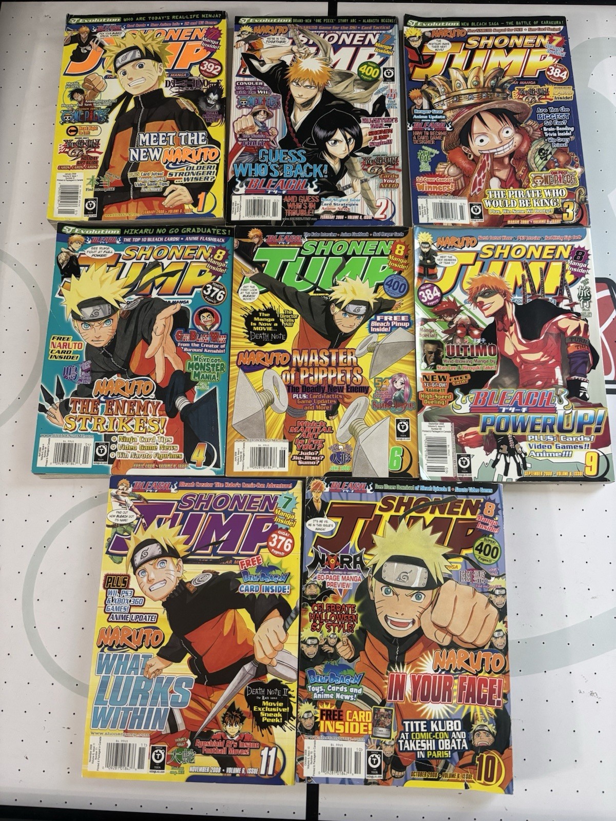 Shonen Jump Magazine Year 2008 – LOT OF 8 Numbers 1, 2, 3, 4, 6, 9, 10, 11
