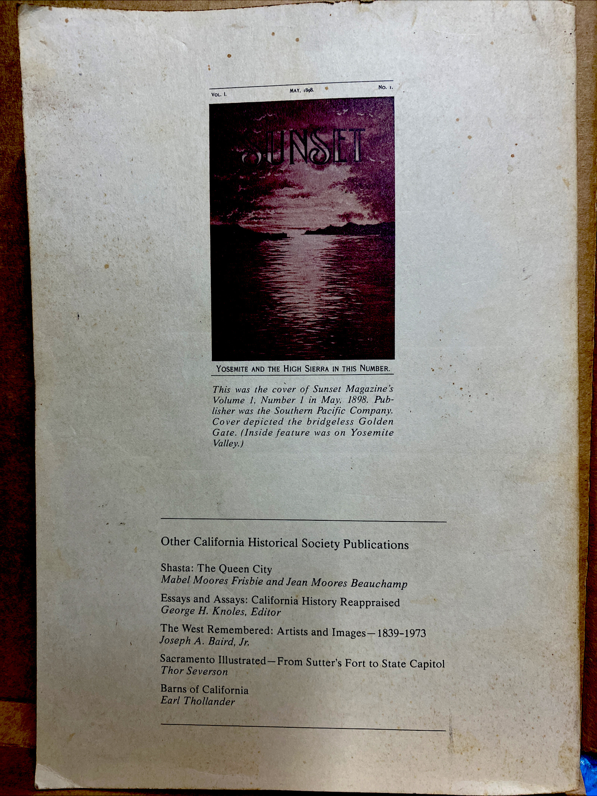The Early Sunset Magazine, 1898-1928 Johnson PB selections from first 30 years