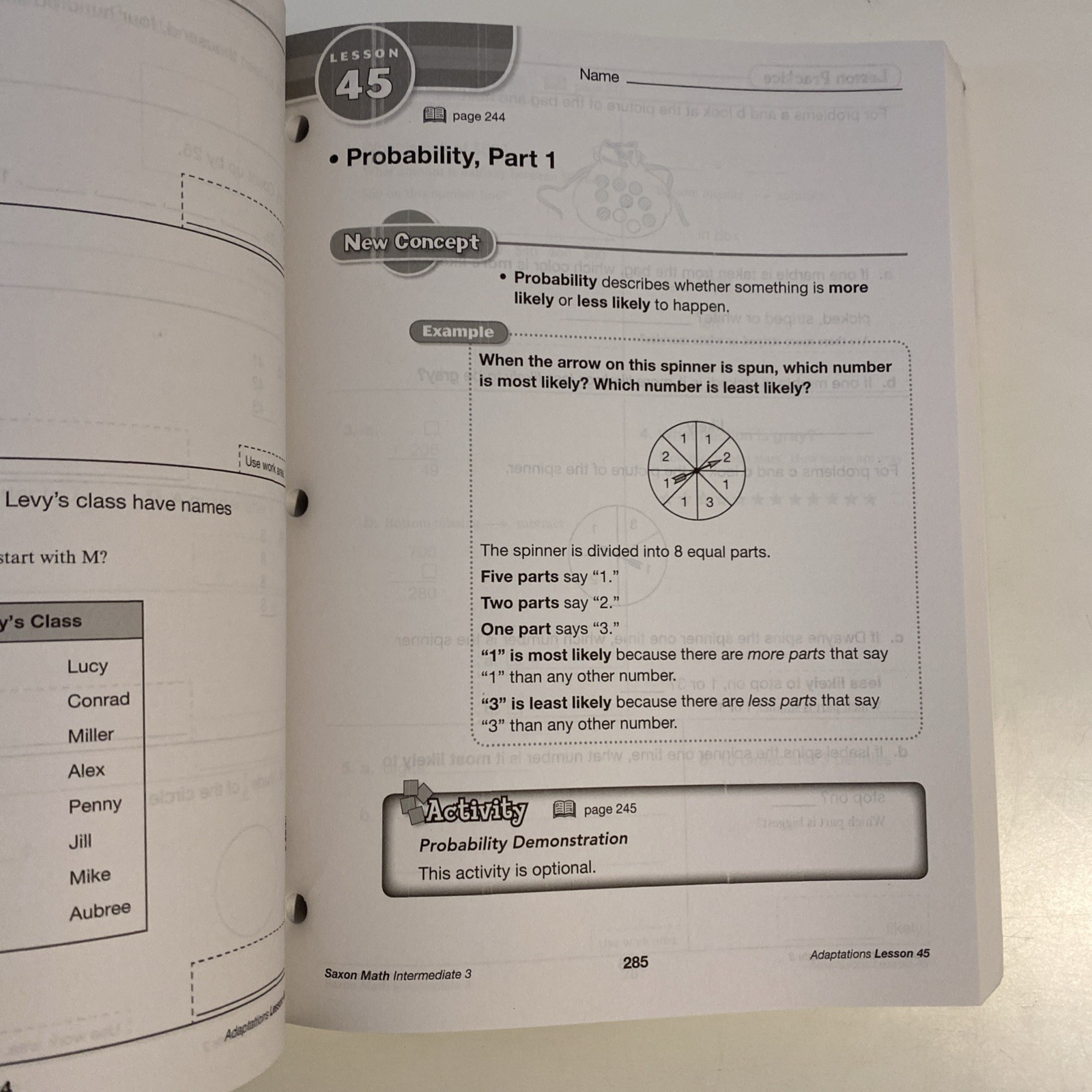 Saxon Math Student Workbook Adaptations Intermediate 3 – First 45 Pages Missing