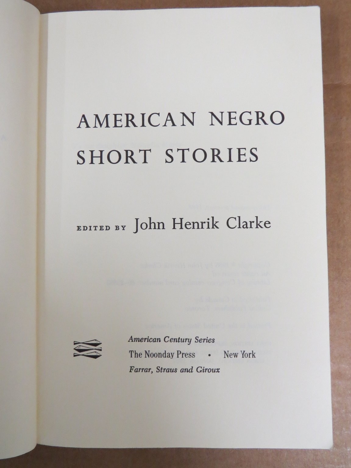 American Negro Short Stories John Henrik Clarke 1988 Anthology Noonday Press