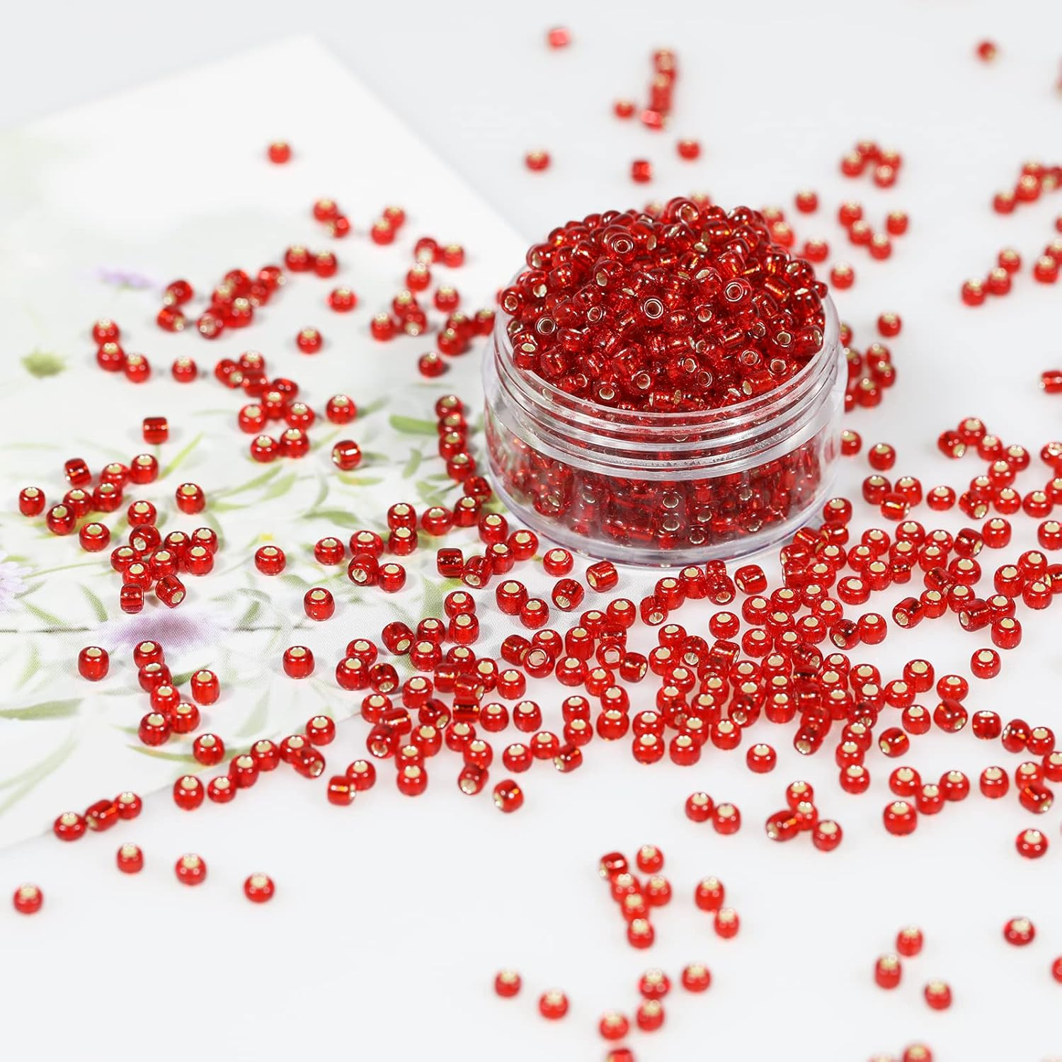 Red Sliver Lined Color Size 3mm Seed Beads About 3600pcs/100Grams in Bag, 8/0 Gl