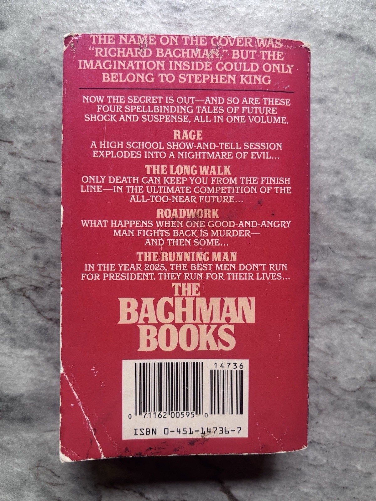 Stephen King Richard Bachman Books RAGE PB Book 1986 Signet 1st Ed Rage