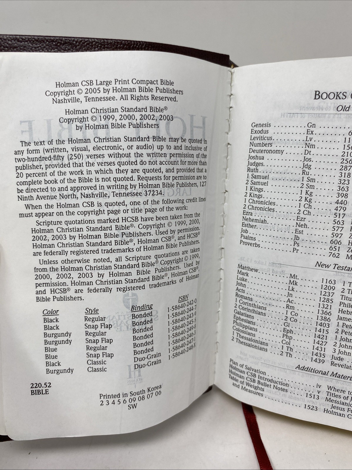 HCSB Large Print Compact Bible • Burgundy Bonded Leather (2005, Holman)