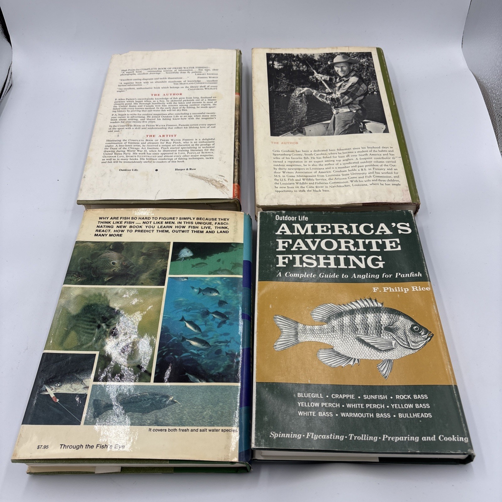 VTG Fishing Books Bass, Panfish,Fresh Water, Fish Eye Lot 4 Decor Collectible