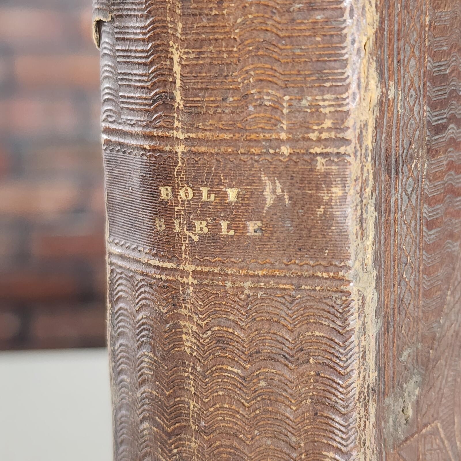 Antique c1860s Victorian Holy Bible Leather Bound Pocket Edition with Gilt Edges