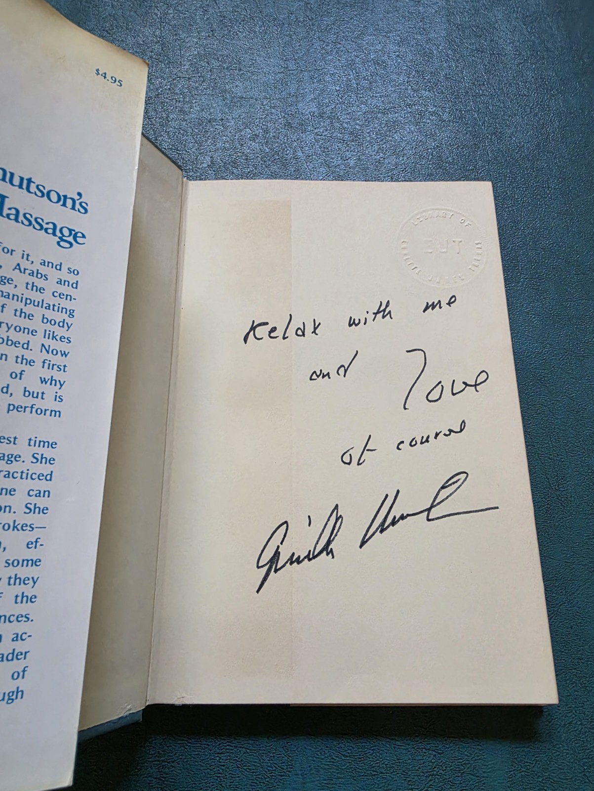 SIGNED Gunilla Knutson’s Book of Massage 1st Ed 1972 Hardcover DJ Miss Sweden